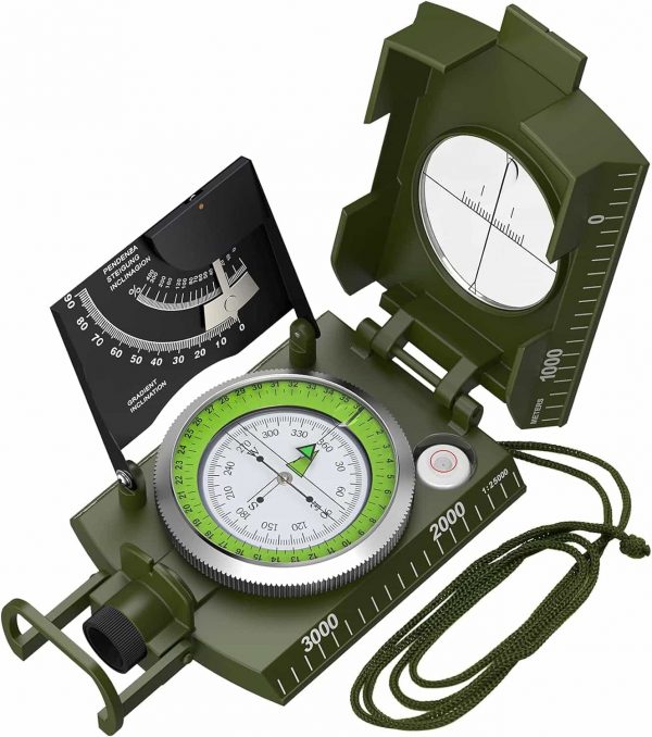 Waterproof Hiking Compass & Clinometer Camp Hike Trail Adventure Gear
