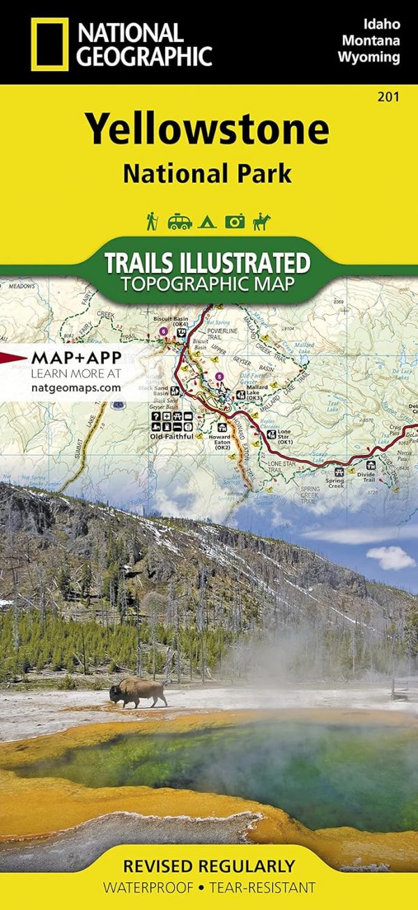 Yellowstone National Park Map Camp Hike Trail Adventure Gear