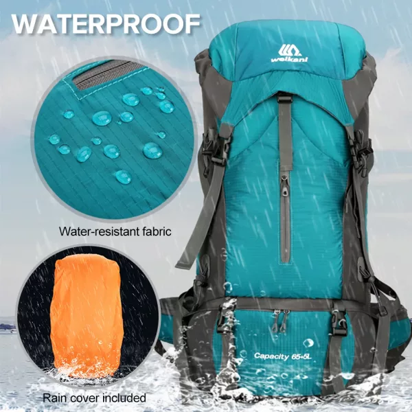 70L Water-Resistant Hiking Backpack Camp Hike Trail Adventure Gear