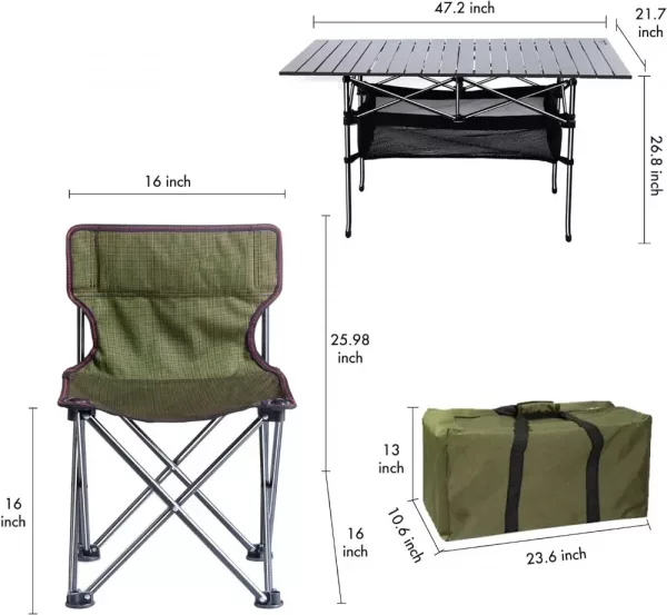 Folding Camping Table with 6 Chairs Camp Hike Trail Adventure Gear