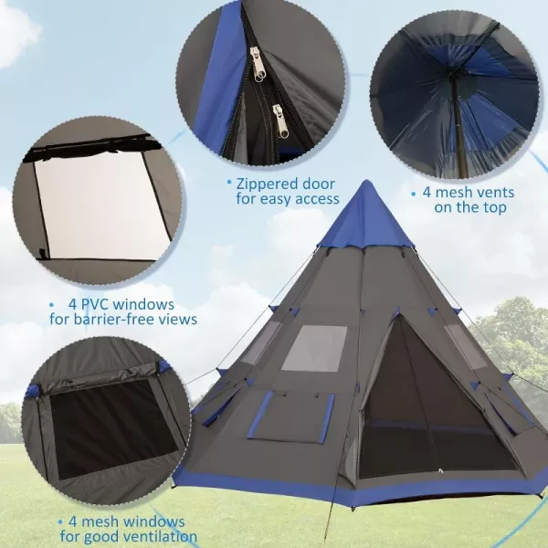 6-7 Person Waterproof Teepee Tent 4